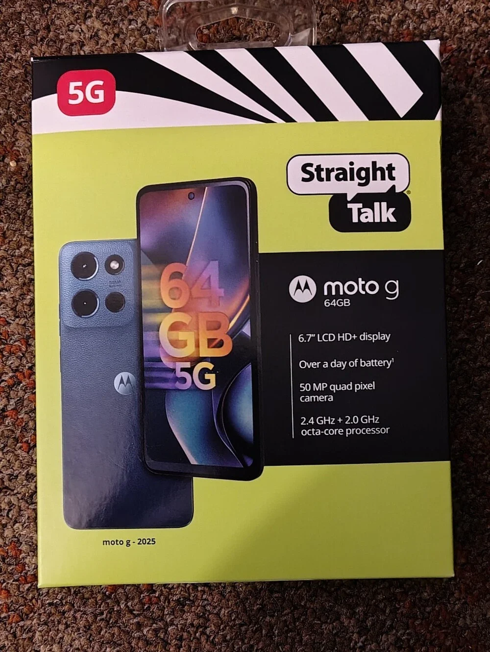 Motorola moto g 64GB 5G Smart B- Blue  And 55 Dollar Straight Talk Phone Car